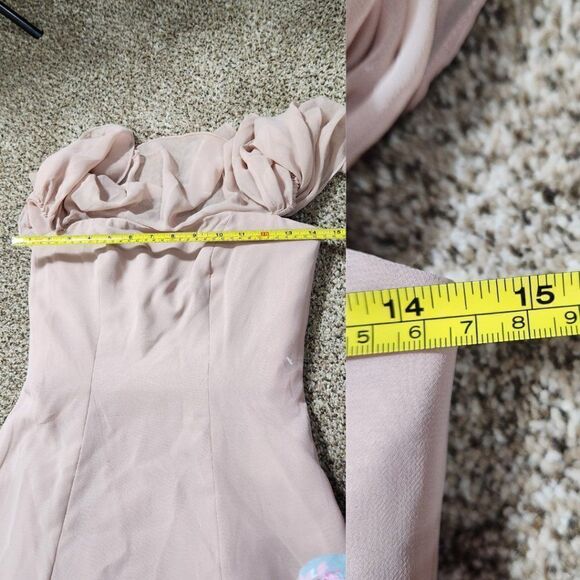 Monique Lhuillier Off the Shoulder Chiffon Gown Size 0 Style 450384 - Picture 13 of 16